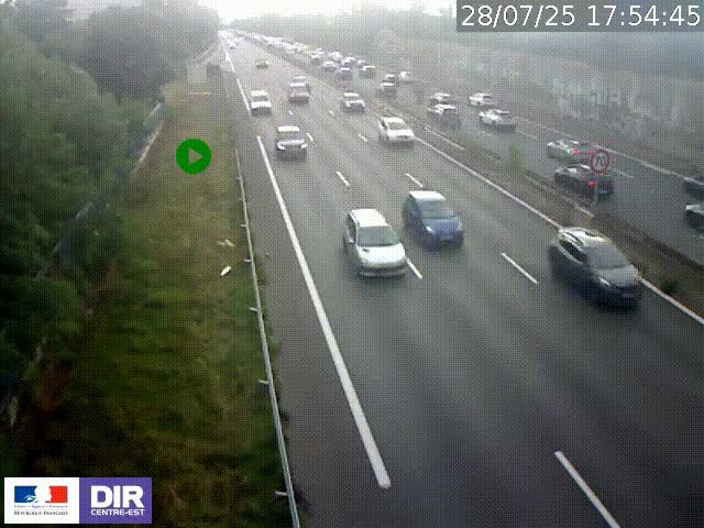 Webcam à Bron sur l'A43 à la jonction avec le boulevard périphérique de Lyon (D383). Vue orientée vers Lyon