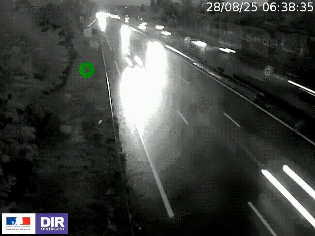 Webcam à Bron sur l'A43 à la jonction avec le boulevard périphérique de Lyon (D383). Vue orientée vers Lyon
