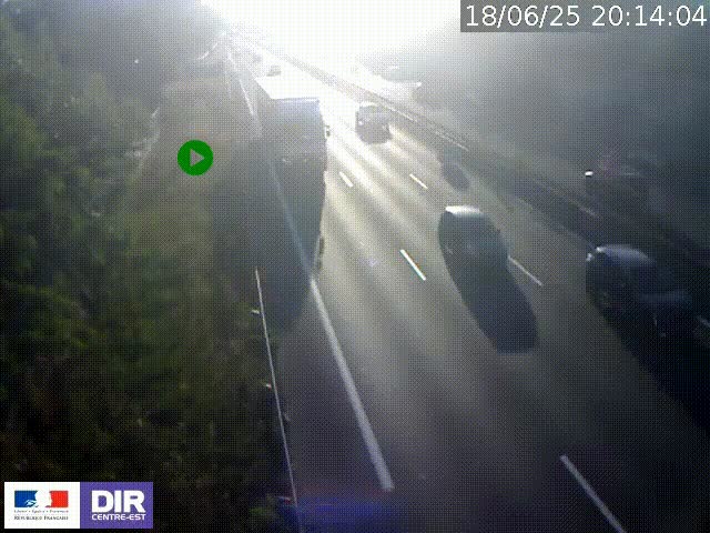 Webcam à Bron sur l'A43 à la jonction avec le boulevard périphérique de Lyon (D383). Vue orientée vers Lyon
