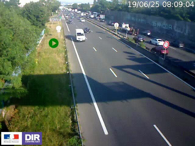 <h2>Webcam à Bron sur l'A43 à la jonction avec le boulevard périphérique de Lyon (D383). Vue orientée vers Lyon</h2>