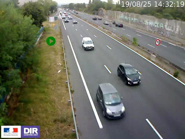 <h2>Webcam à Bron sur l'A43 à la jonction avec le boulevard périphérique de Lyon (D383). Vue orientée vers Lyon</h2>