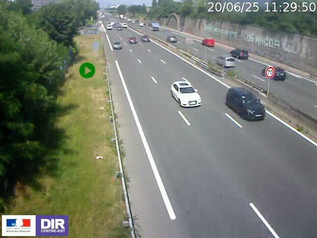 <h2>Webcam à Bron sur l'A43 à la jonction avec le boulevard périphérique de Lyon (D383). Vue orientée vers Lyon</h2>