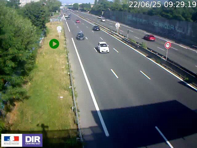 <h2>Webcam à Bron sur l'A43 à la jonction avec le boulevard périphérique de Lyon (D383). Vue orientée vers Lyon</h2>