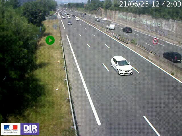 <h2>Webcam à Bron sur l'A43 à la jonction avec le boulevard périphérique de Lyon (D383). Vue orientée vers Lyon</h2>