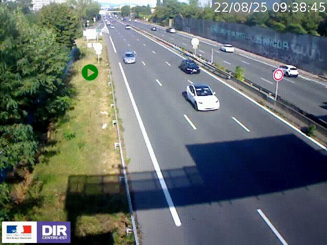 <h2>Webcam à Bron sur l'A43 à la jonction avec le boulevard périphérique de Lyon (D383). Vue orientée vers Lyon</h2>