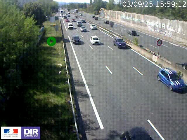<h2>Webcam à Bron sur l'A43 à la jonction avec le boulevard périphérique de Lyon (D383). Vue orientée vers Lyon</h2>