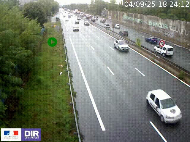 <h2>Webcam à Bron sur l'A43 à la jonction avec le boulevard périphérique de Lyon (D383). Vue orientée vers Lyon</h2>