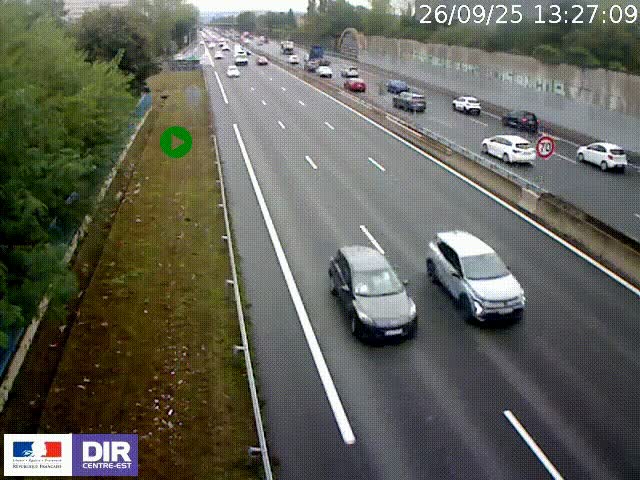 <h2>Webcam à Bron sur l'A43 à la jonction avec le boulevard périphérique de Lyon (D383). Vue orientée vers Lyon</h2>