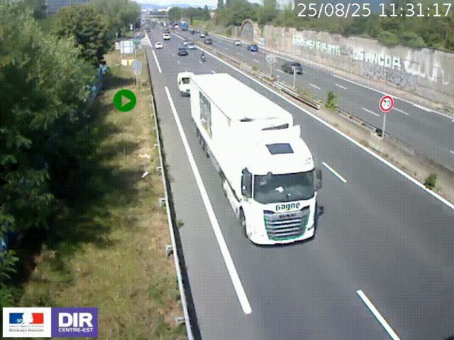 <h2>Webcam à Bron sur l'A43 à la jonction avec le boulevard périphérique de Lyon (D383). Vue orientée vers Lyon</h2>