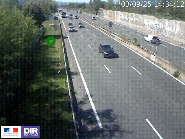 <h2>Webcam à Bron sur l'A43 à la jonction avec le boulevard périphérique de Lyon (D383). Vue orientée vers Lyon</h2>