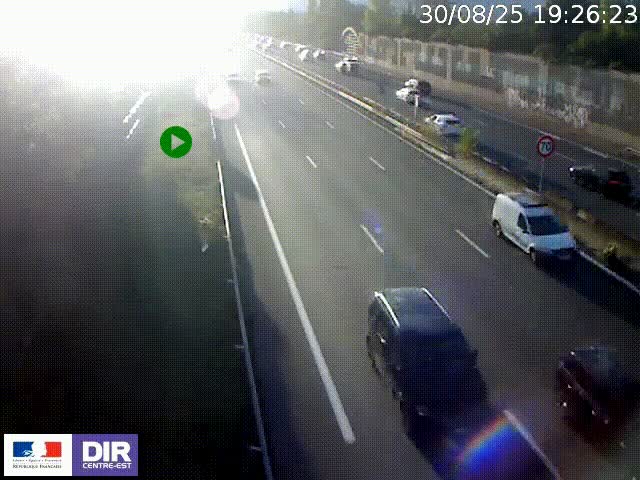 <h2>Webcam à Bron sur l'A43 à la jonction avec le boulevard périphérique de Lyon (D383). Vue orientée vers Lyon</h2>