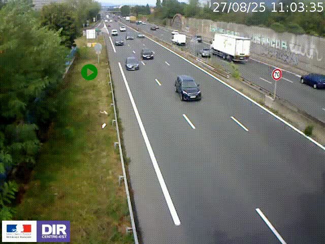 <h2>Webcam à Bron sur l'A43 à la jonction avec le boulevard périphérique de Lyon (D383). Vue orientée vers Lyon</h2>
