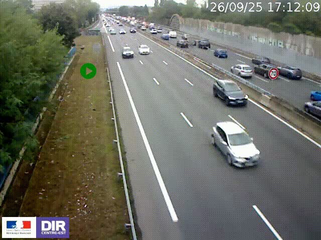 <h2>Webcam à Bron sur l'A43 à la jonction avec le boulevard périphérique de Lyon (D383). Vue orientée vers Lyon</h2>