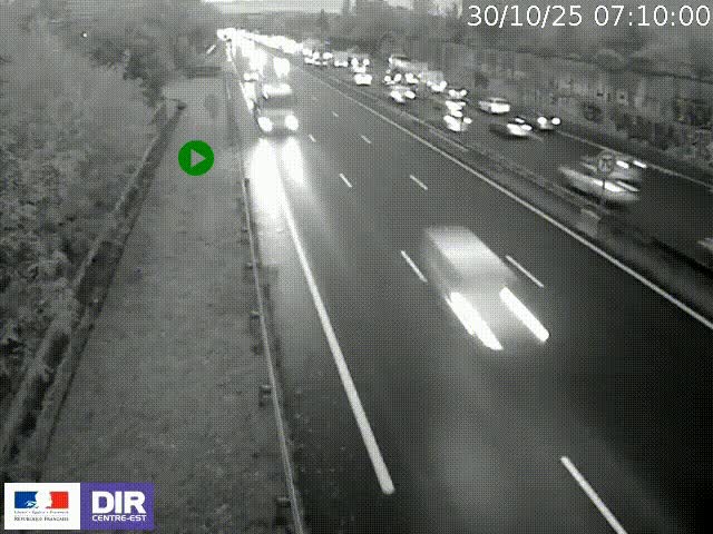 <h2>Webcam à Bron sur l'A43 à la jonction avec le boulevard périphérique de Lyon (D383). Vue orientée vers Lyon</h2>