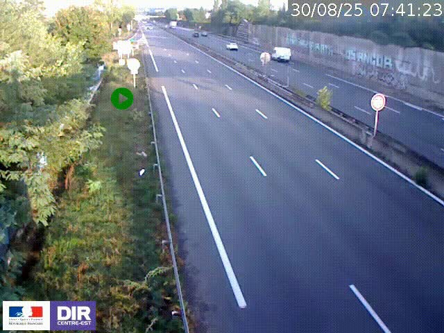 <h2>Webcam à Bron sur l'A43 à la jonction avec le boulevard périphérique de Lyon (D383). Vue orientée vers Lyon</h2>