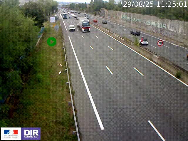 <h2>Webcam à Bron sur l'A43 à la jonction avec le boulevard périphérique de Lyon (D383). Vue orientée vers Lyon</h2>