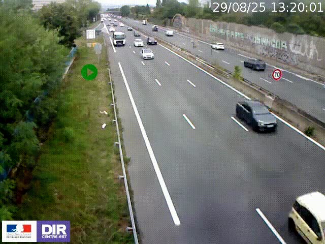 <h2>Webcam à Bron sur l'A43 à la jonction avec le boulevard périphérique de Lyon (D383). Vue orientée vers Lyon</h2>