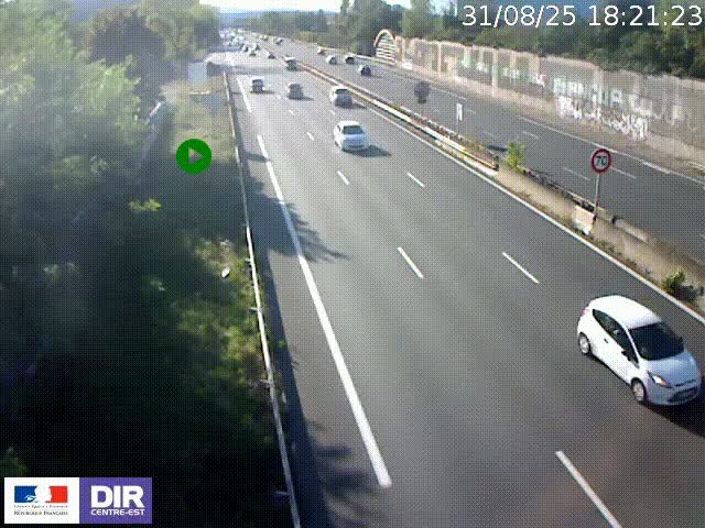 <h2>Webcam à Bron sur l'A43 à la jonction avec le boulevard périphérique de Lyon (D383). Vue orientée vers Lyon</h2>