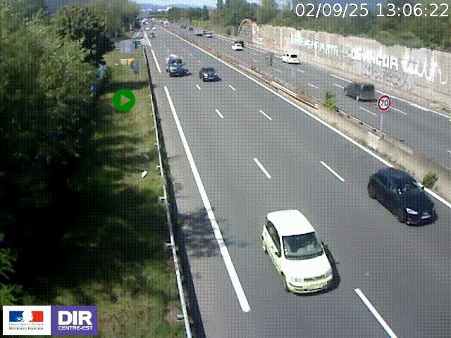 <h2>Webcam à Bron sur l'A43 à la jonction avec le boulevard périphérique de Lyon (D383). Vue orientée vers Lyon</h2>