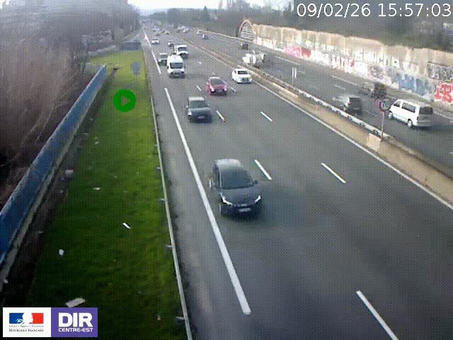 <h2>Webcam à Bron sur l'A43 à la jonction avec le boulevard périphérique de Lyon (D383). Vue orientée vers Lyon</h2>