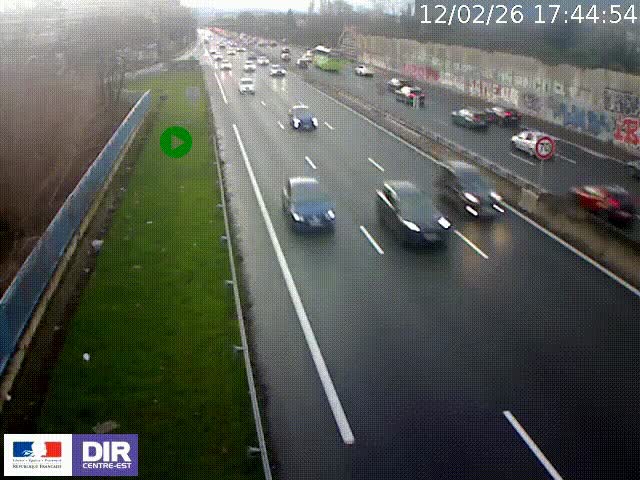 <h2>Webcam à Bron sur l'A43 à la jonction avec le boulevard périphérique de Lyon (D383). Vue orientée vers Lyon</h2>