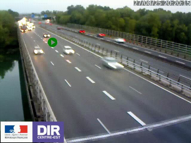 Caméra trafic à la jonction entre l'A46 (Rocade-est de Lyon) et l'A42 à hauteur de Vault-en-Velin en direction de Marseille