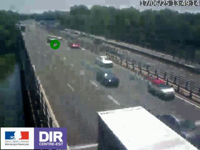 Caméra trafic à la jonction entre l'A46 (Rocade-est de Lyon) et l'A42 à hauteur de Vault-en-Velin en direction de Marseille