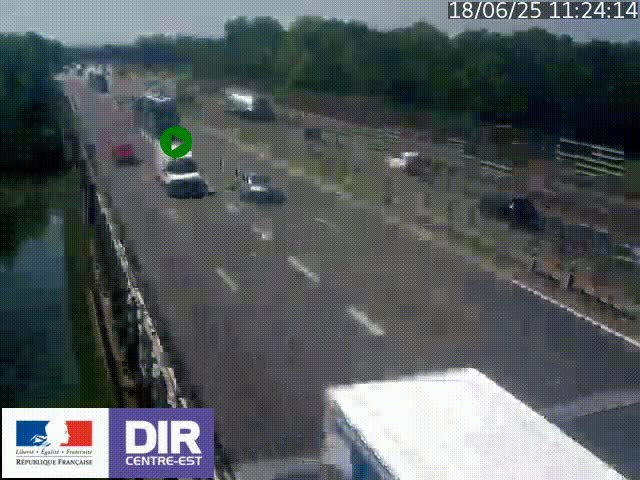 Caméra trafic à la jonction entre l'A46 (Rocade-est de Lyon) et l'A42 à hauteur de Vault-en-Velin en direction de Marseille