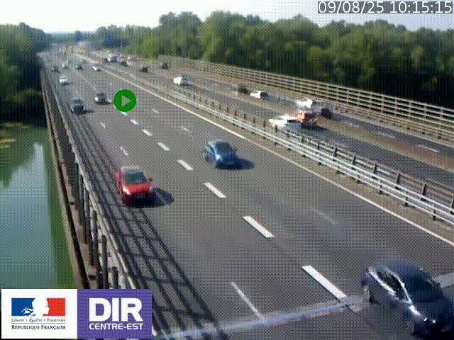 Caméra trafic à la jonction entre l'A46 (Rocade-est de Lyon) et l'A42 à hauteur de Vault-en-Velin en direction de Marseille