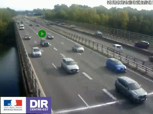 Caméra trafic à la jonction entre l'A46 (Rocade-est de Lyon) et l'A42 à hauteur de Vault-en-Velin en direction de Marseille