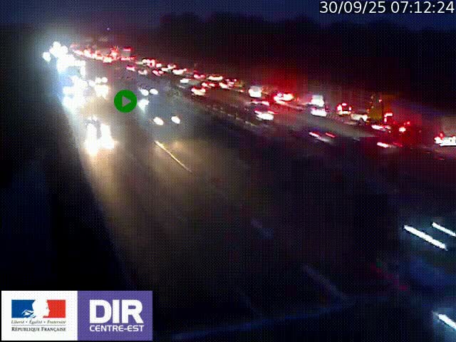 Caméra trafic à la jonction entre l'A46 (Rocade-est de Lyon) et l'A42 à hauteur de Vault-en-Velin en direction de Marseille