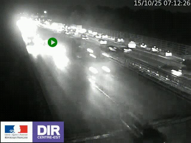 Caméra trafic à la jonction entre l'A46 (Rocade-est de Lyon) et l'A42 à hauteur de Vault-en-Velin en direction de Marseille