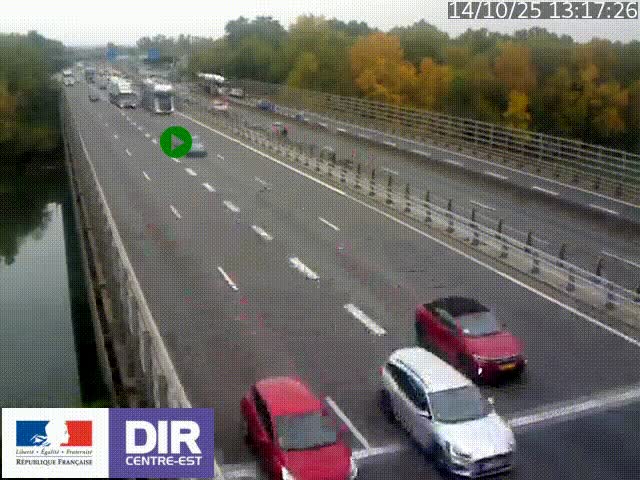 Caméra trafic à la jonction entre l'A46 (Rocade-est de Lyon) et l'A42 à hauteur de Vault-en-Velin en direction de Marseille