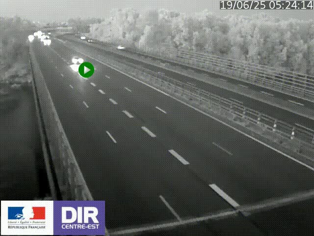 Caméra trafic à la jonction entre l'A46 (Rocade-est de Lyon) et l'A42 à hauteur de Vault-en-Velin en direction de Marseille