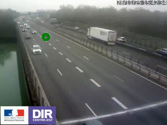 Caméra trafic à la jonction entre l'A46 (Rocade-est de Lyon) et l'A42 à hauteur de Vault-en-Velin en direction de Marseille