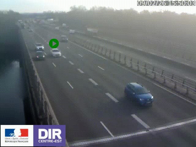 Caméra trafic à la jonction entre l'A46 (Rocade-est de Lyon) et l'A42 à hauteur de Vault-en-Velin en direction de Marseille