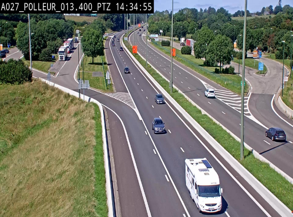<h2>Webcam A27/E42 avec vue sur le parking de l'aire de Polleur, après le Viaduc de Polleur à Theux. Vue orientée vers Liège</h2>