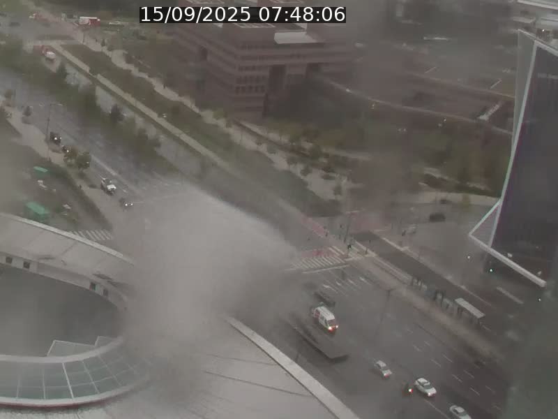<h2>Webcam sur l'avenue John Fitzgerald Kennedy (N51) avec vue sur le Pont rouge (Pont Grande Duchesse Charlotte), l'arrêt Pfaffenthal et l'entrée du quartier Kirchberg</h2>