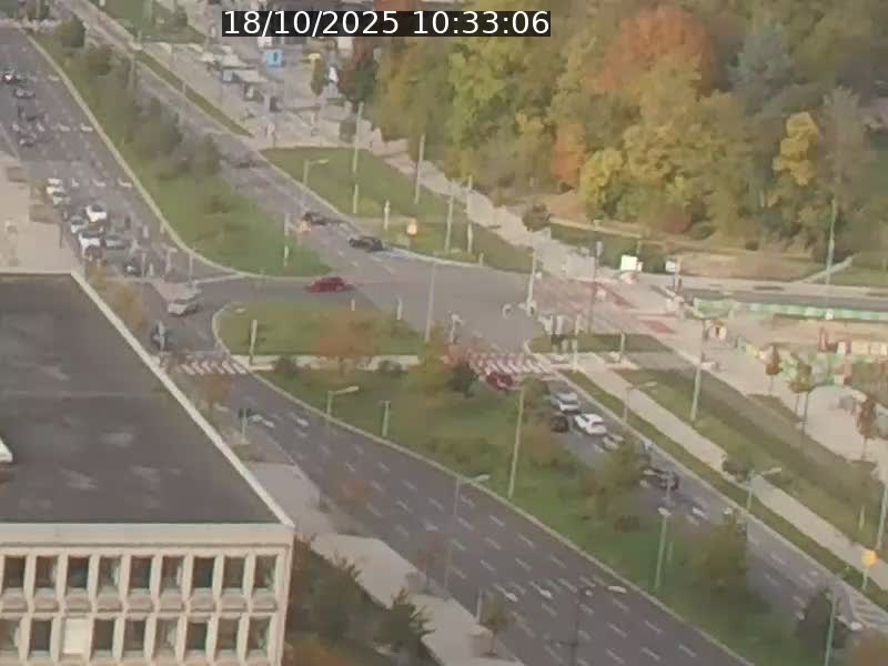 <h2>Webcam sur l'avenue John Fitzgerald Kennedy (N51) avec vue sur le Pont rouge (Pont Grande Duchesse Charlotte), l'arrêt Pfaffenthal et l'entrée du quartier Kirchberg</h2>
