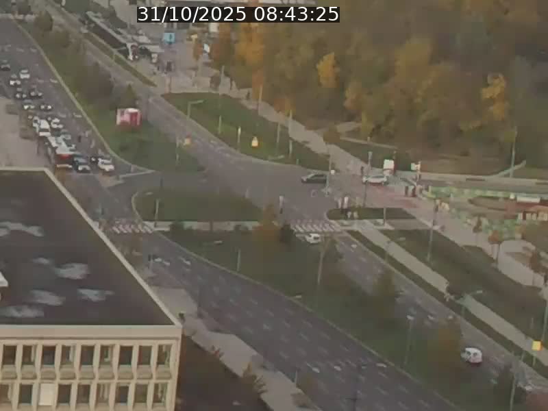 <h2>Webcam sur l'avenue John Fitzgerald Kennedy (N51) avec vue sur le Pont rouge (Pont Grande Duchesse Charlotte), l'arrêt Pfaffenthal et l'entrée du quartier Kirchberg</h2>