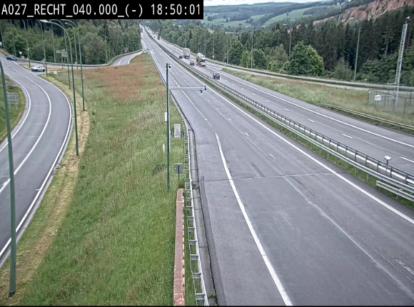 Webcam A27/E42 à hauteur de la sortie 13 Recht à proximité de Malmedy. Vue orientée vers Malmedy et Liège