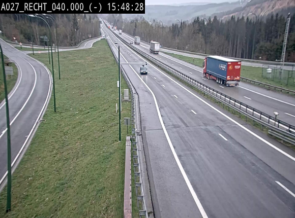 Webcam A27/E42 à hauteur de la sortie 13 Recht à proximité de Malmedy. Vue orientée vers Malmedy et Liège