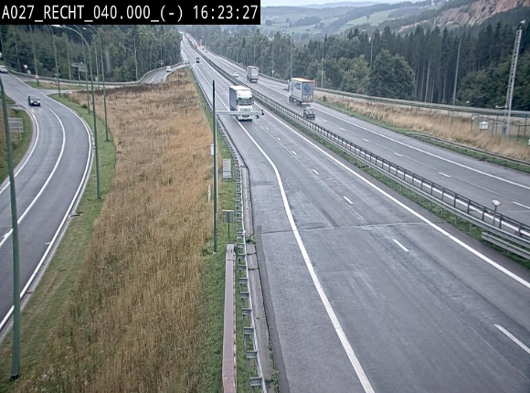 Webcam A27/E42 à hauteur de la sortie 13 Recht à proximité de Malmedy. Vue orientée vers Malmedy et Liège