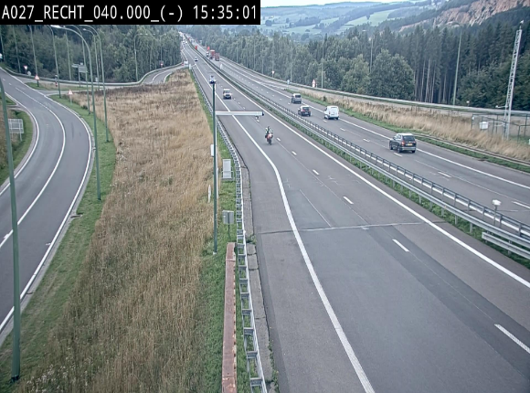 Webcam A27/E42 à hauteur de la sortie 13 Recht à proximité de Malmedy. Vue orientée vers Malmedy et Liège