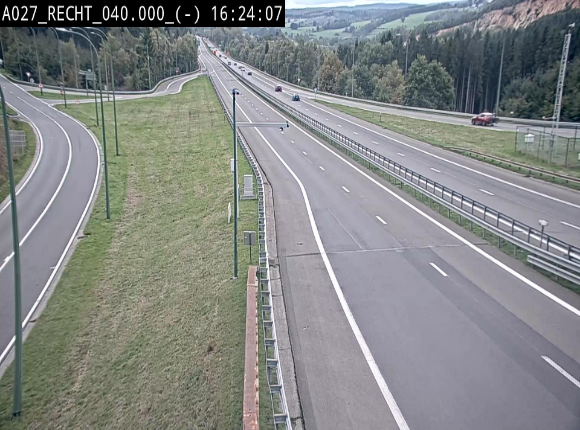 Webcam A27/E42 à hauteur de la sortie 13 Recht à proximité de Malmedy. Vue orientée vers Malmedy et Liège