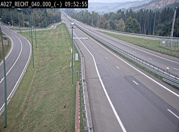 Webcam A27/E42 à hauteur de la sortie 13 Recht à proximité de Malmedy. Vue orientée vers Malmedy et Liège