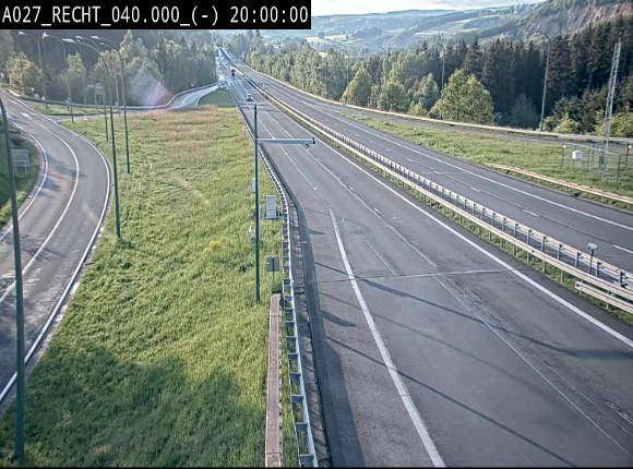 Webcam A27/E42 à hauteur de la sortie 13 Recht à proximité de Malmedy. Vue orientée vers Malmedy et Liège