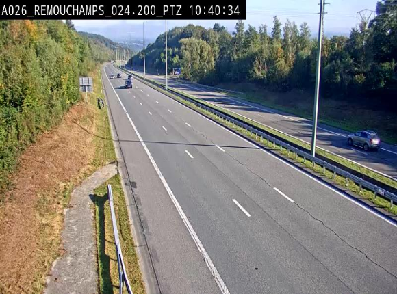 <h2>Webcam E25/A26 à Aywalle, à hauteur de Spa. Vue orientée vers Liège</h2>