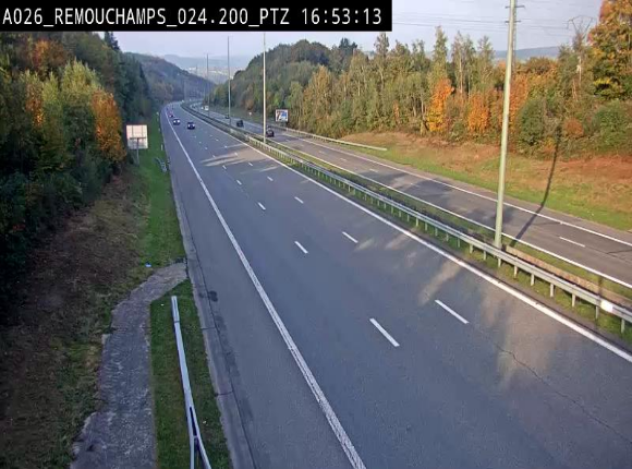 <h2>Webcam E25/A26 à Aywalle, à hauteur de Spa. Vue orientée vers Liège</h2>