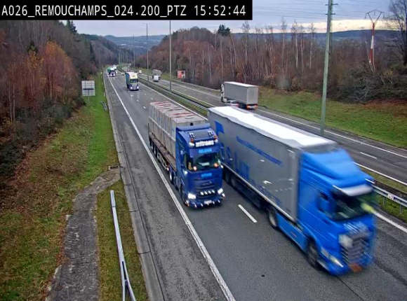 <h2>Webcam E25/A26 à Aywalle, à hauteur de Spa. Vue orientée vers Liège</h2>